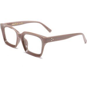Womens Brown Eyewear Oversized Square Thick Acetate Frame Light Blocking Glasses